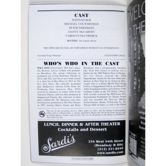 Open House Playbill March 2014 Will Eno Hannah Bos Michael Countryman Friedman - Picture 4 of 5